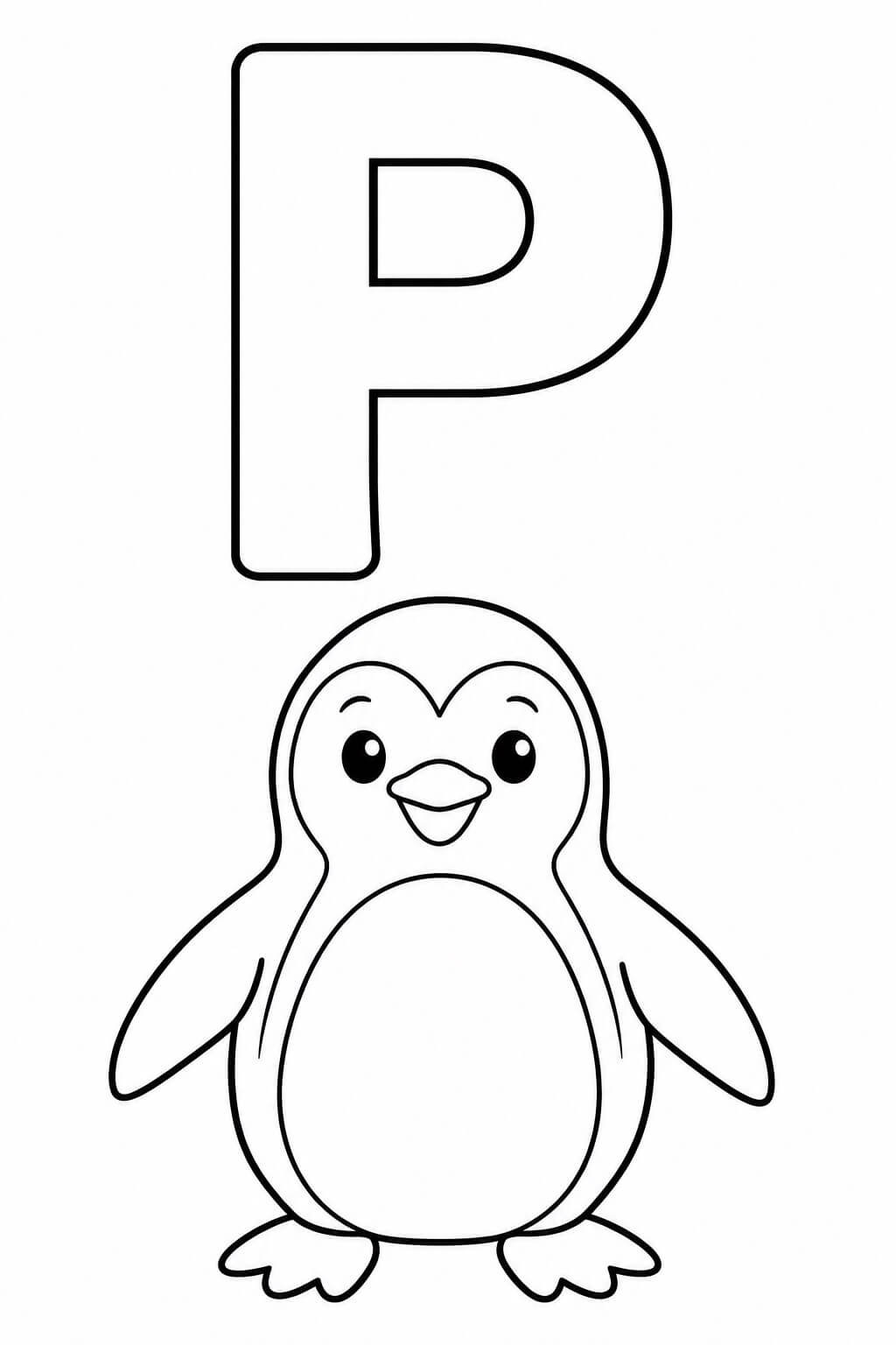 Buchstabe p pinguin ausmalbild zum Ausmalen
