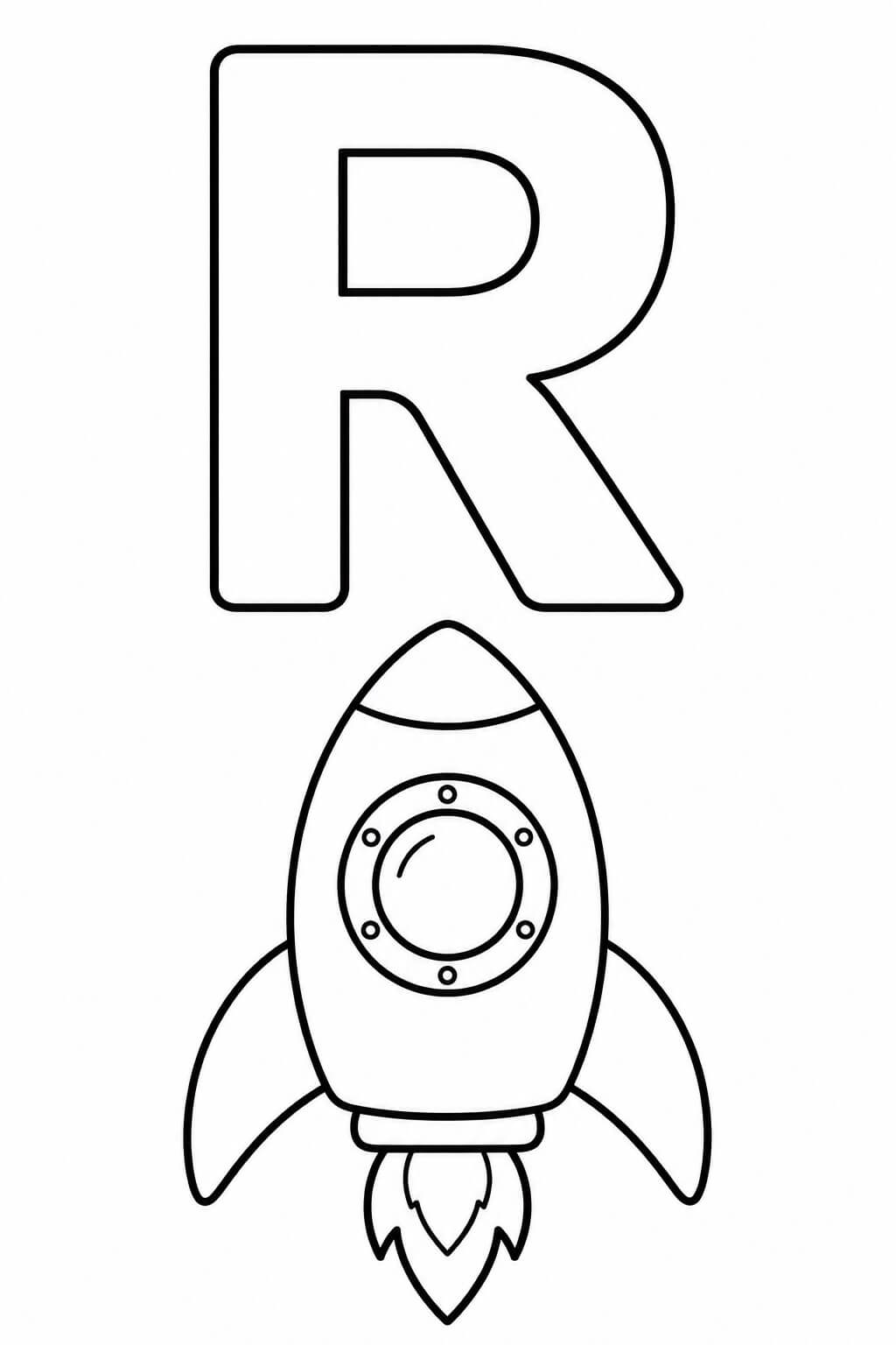Buchstabe r rakete ausmalbild zum Ausmalen