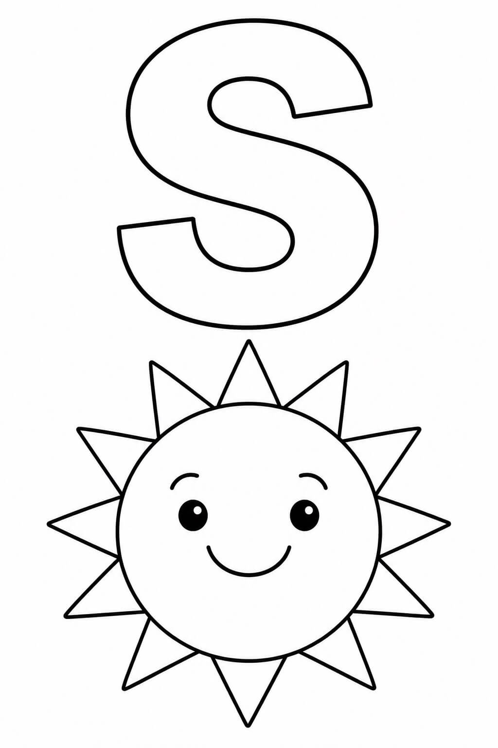Buchstabe s sonne ausmalbild zum Ausmalen