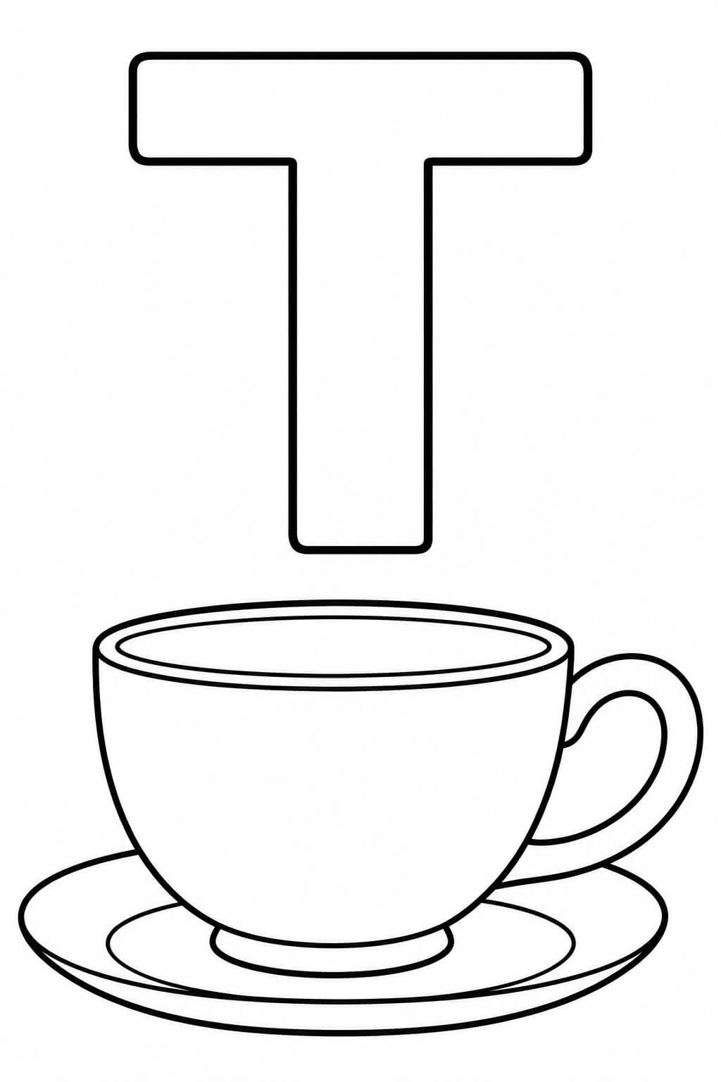 Buchstabe t tasse ausmalbild zum Ausmalen