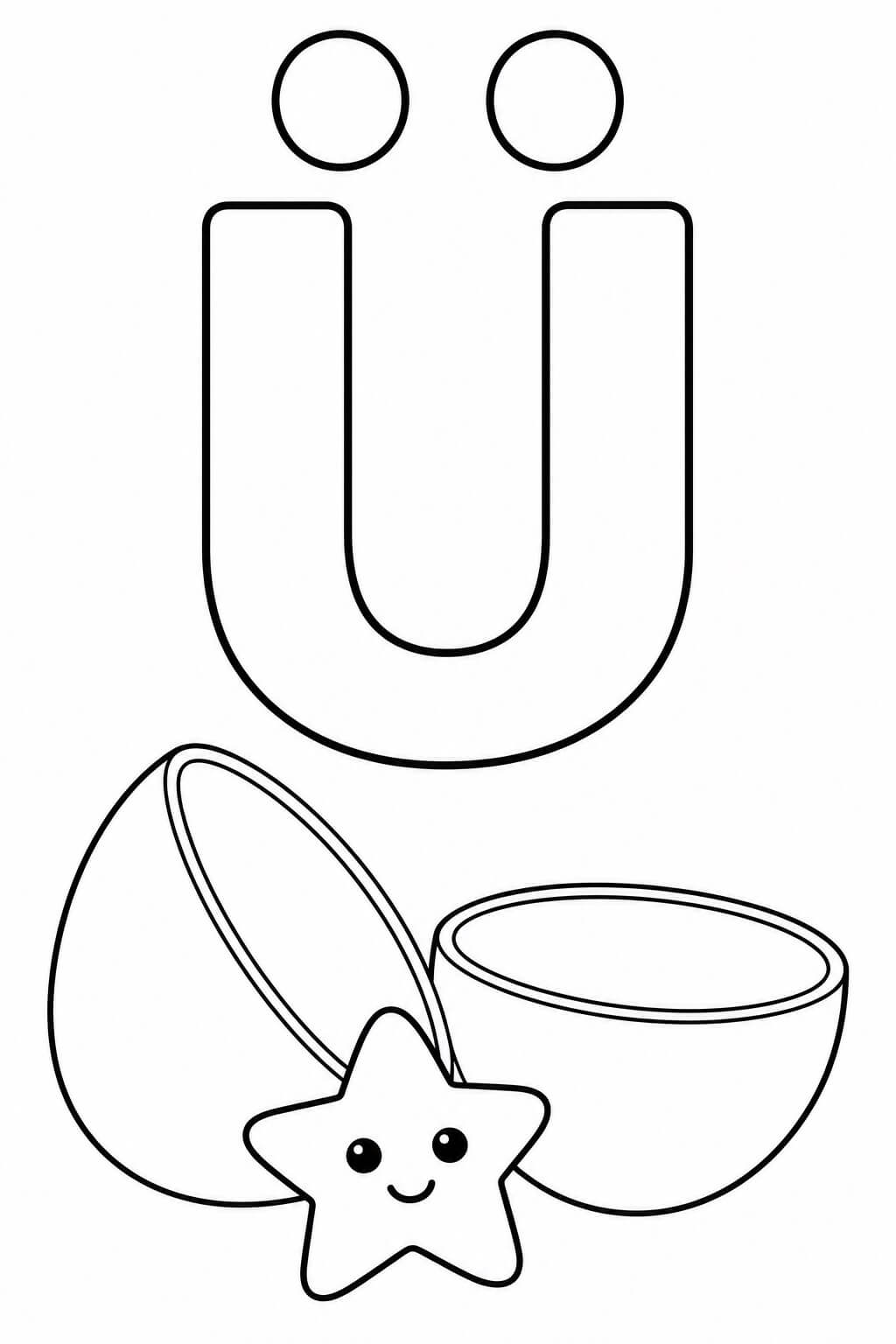 Buchstabe ue ueberraschungsei ausmalbild zum Ausmalen