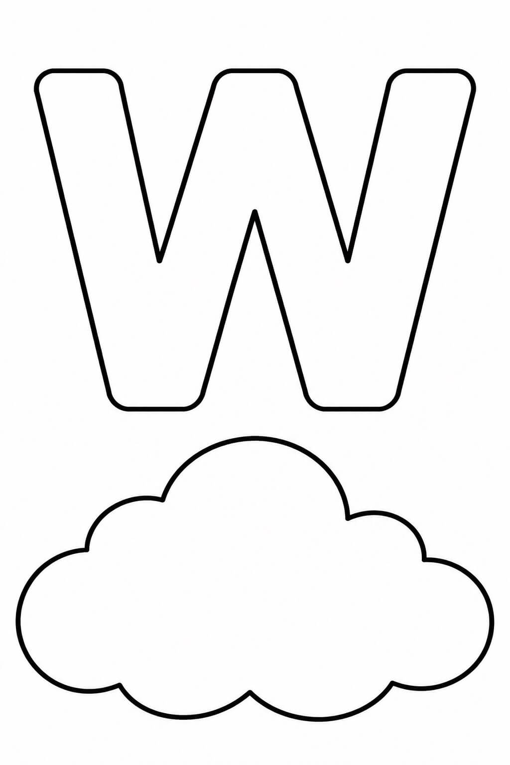 Buchstabe w wolke ausmalbild zum Ausmalen