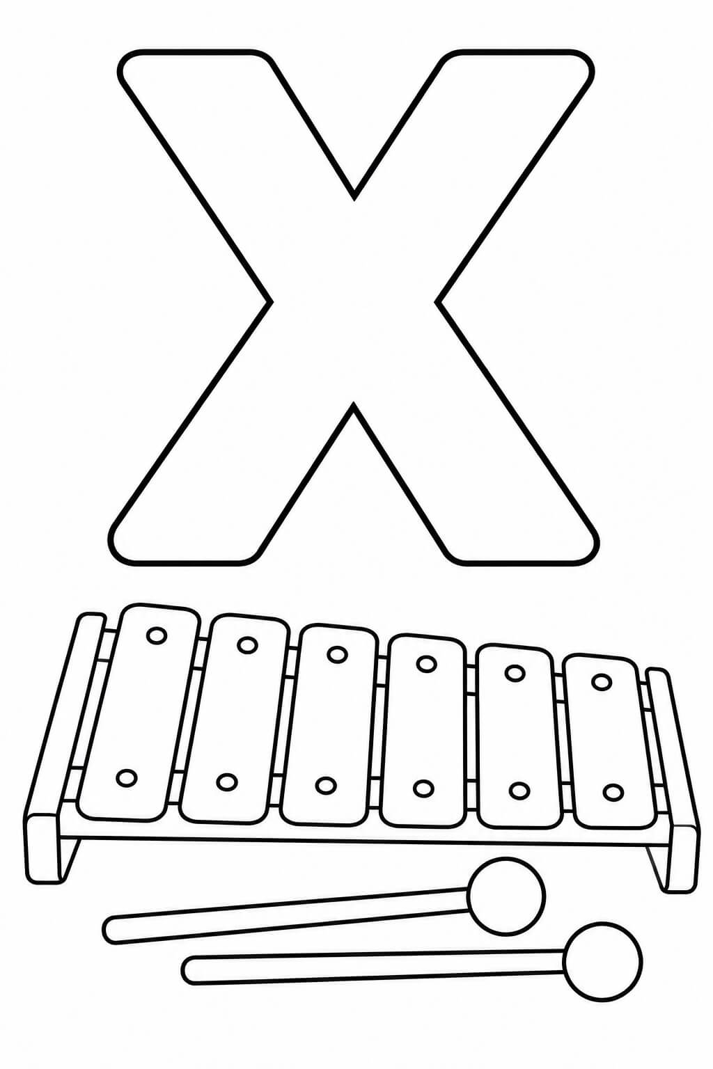 Buchstabe x xylophon ausmalbild zum Ausmalen
