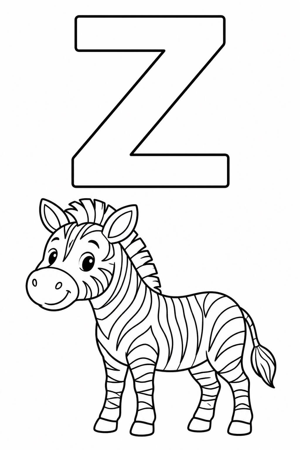 Buchstabe z zebra ausmalbild zum Ausmalen