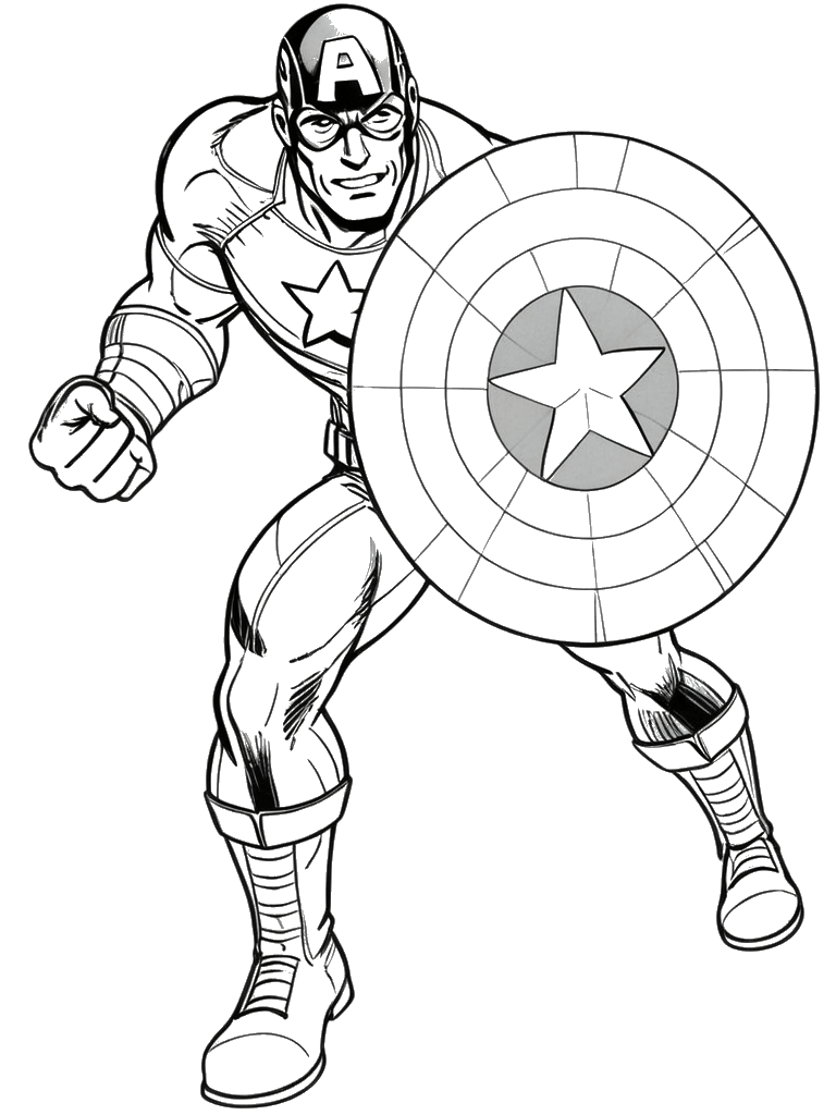 Captain america und sein schild ausmalbild zum Ausmalen