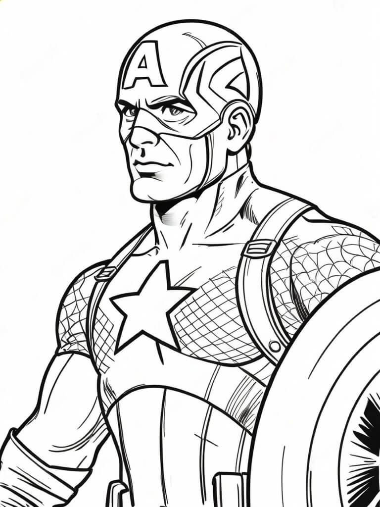 Kraftvoller captain america ausmalbild zum Ausmalen