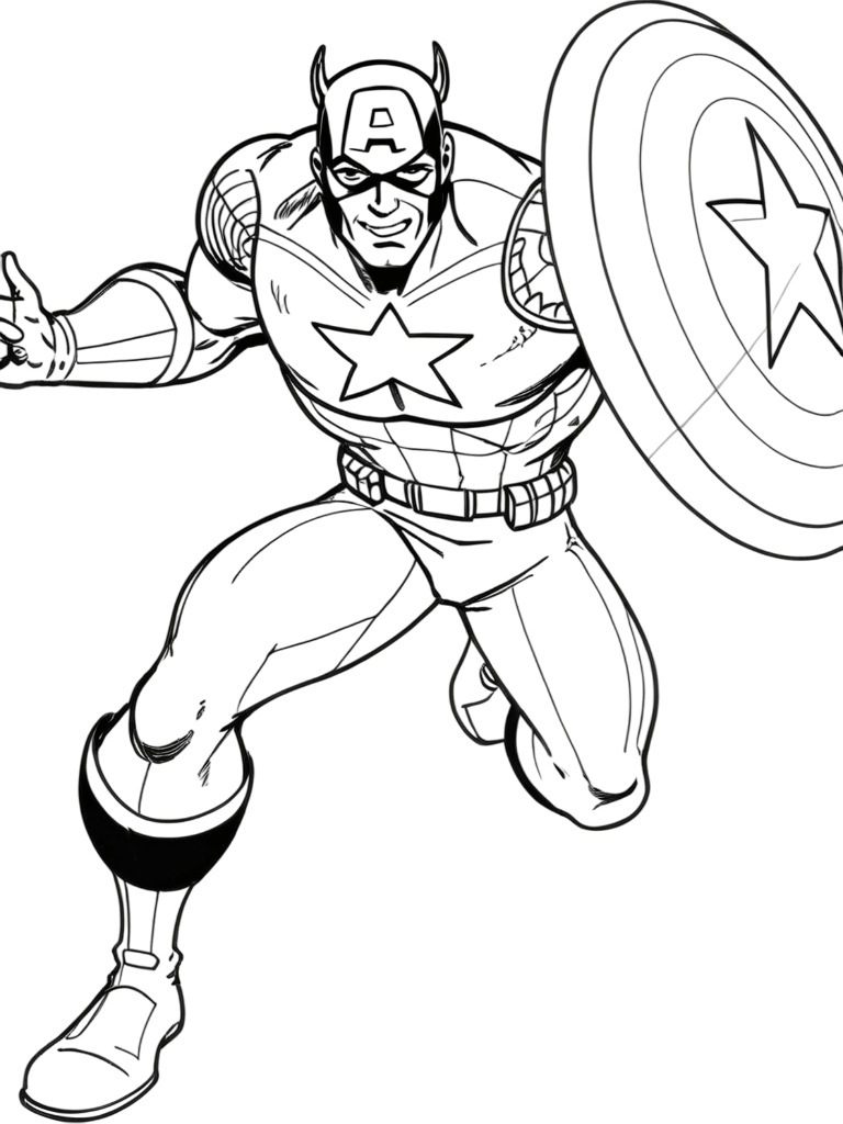 Laechelnder captain america ausmalbild zum Ausmalen