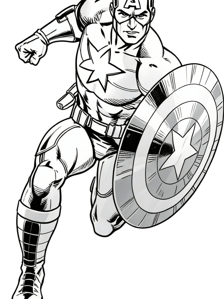 Laufender captain america ausmalbild zum Ausmalen