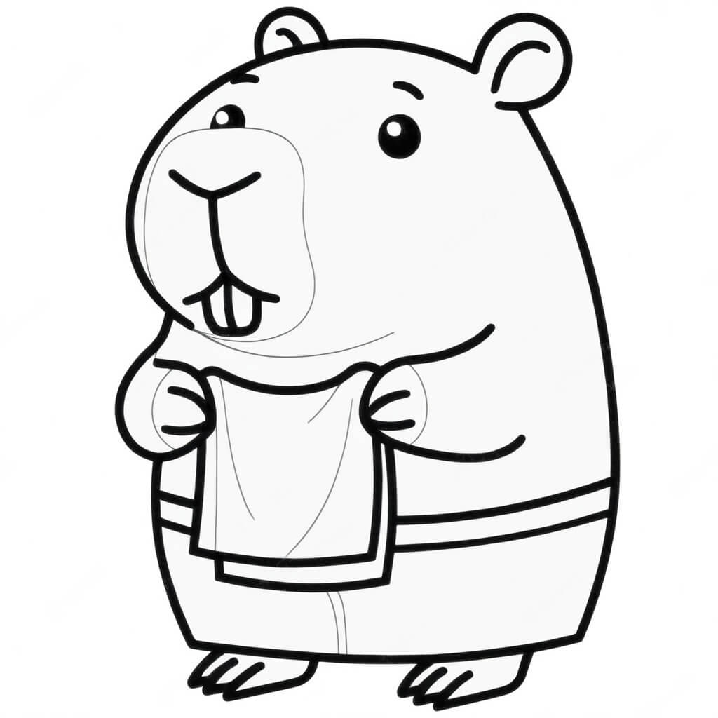 Capybara cartoon ausmalbild zum Ausmalen
