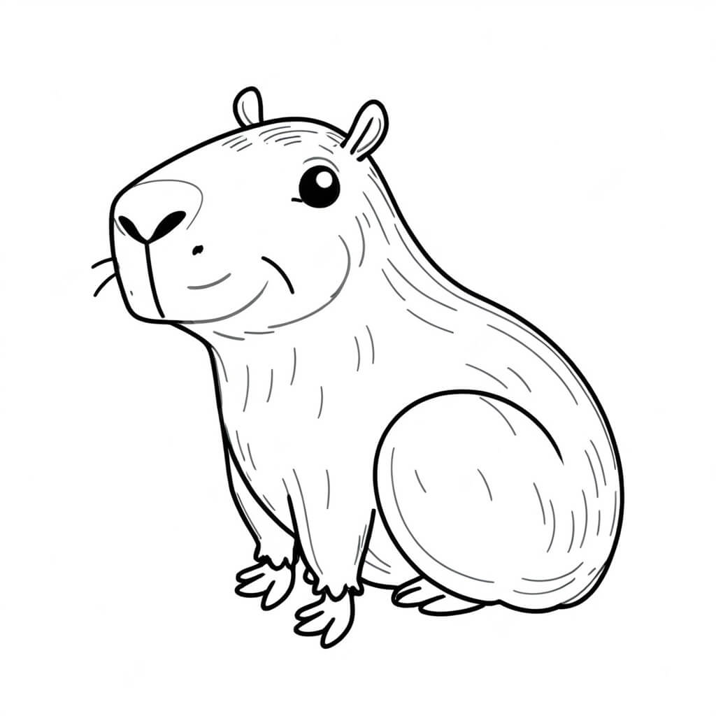Froehliches capybara ausmalbild zum Ausmalen