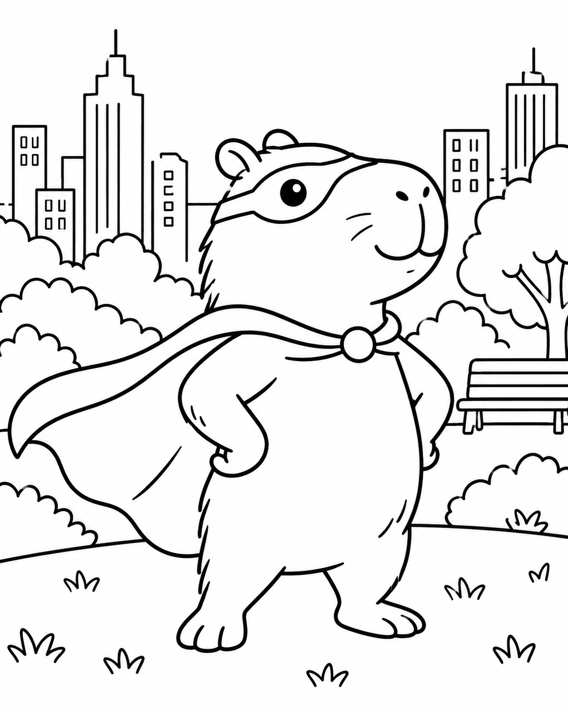 Superhelden capybara ausmalbild zum Ausmalen