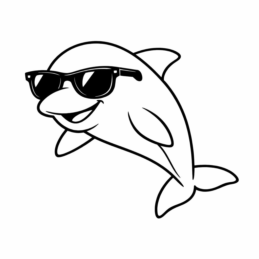 Delfin mit sonnenbrille ausmalbild zum Ausmalen