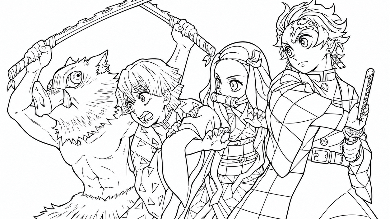 Demon slayer hauptcharaktere ausmalbild zum Ausmalen