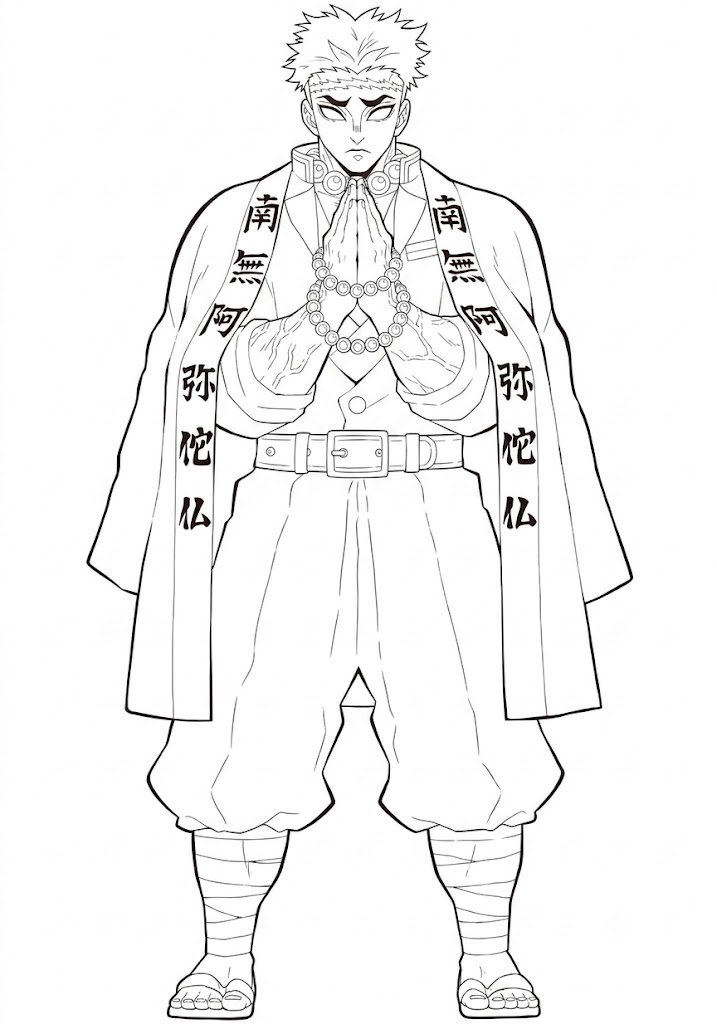Gyomei himejima demon slayer ausmalbild zum Ausmalen