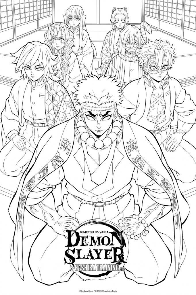 Kimetsu no yaiba demon slayer ausmalbild zum Ausmalen