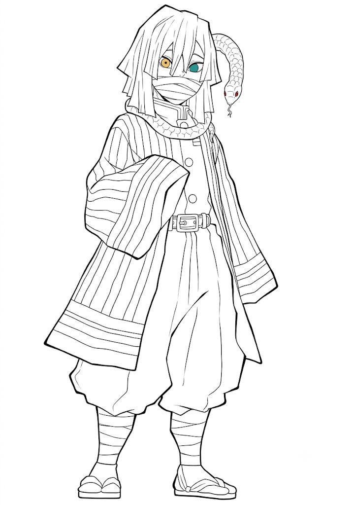 Obanai iguro demon slayer ausmalbild zum Ausmalen