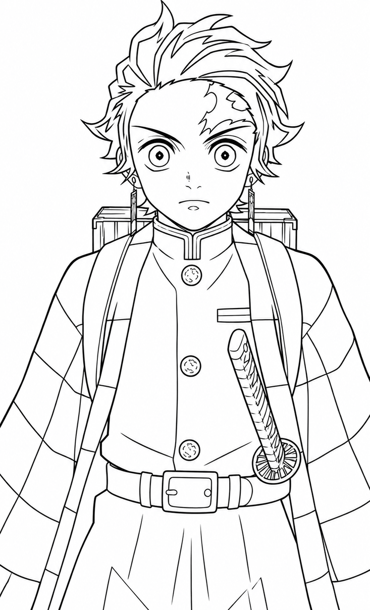 Tanjiro demon slayer ausmalbild zum Ausmalen