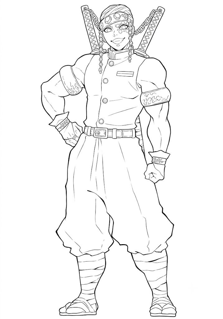 Tengen uzui demon slayer ausmalbild zum Ausmalen