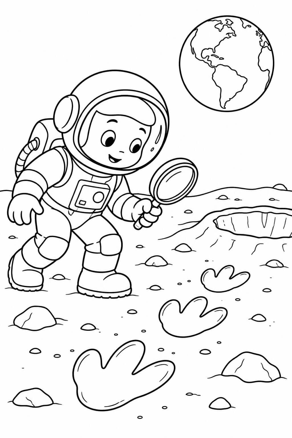 Detektiv auf dem mond ausmalbild zum Ausmalen