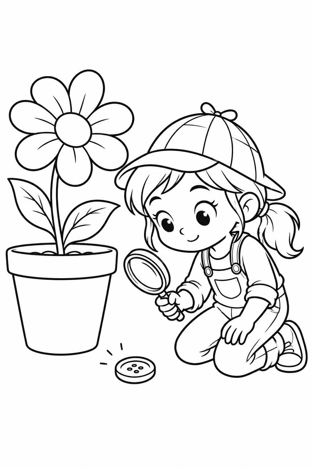 Detektivin im garten ausmalbild zum Ausmalen