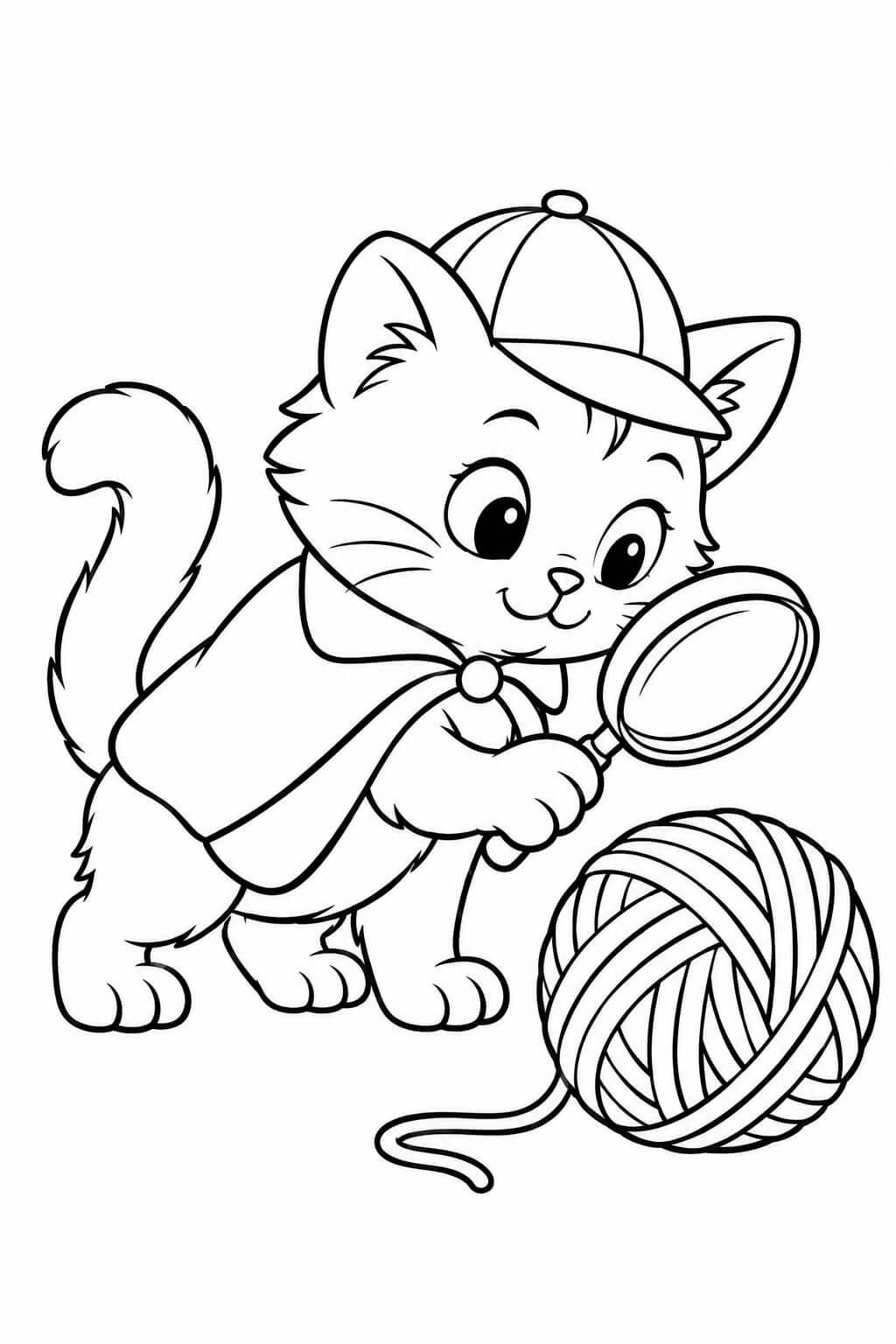 Katzen detektivin ausmalbild zum Ausmalen