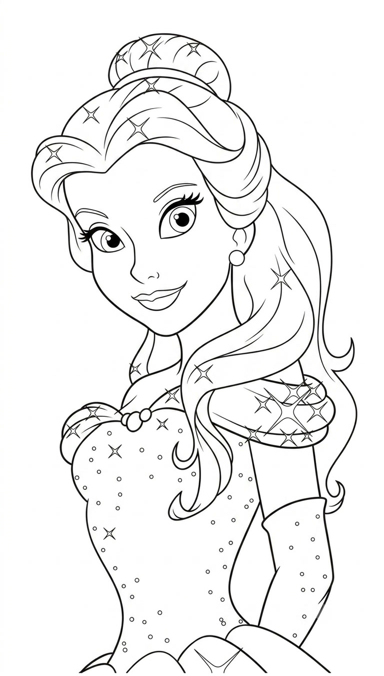 Prinzessin belle ausmalbild zum Ausmalen