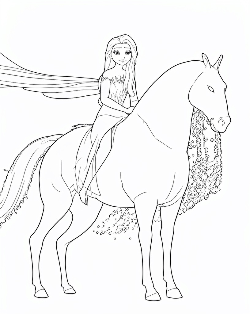 Elsa auf dem pferd ausmalbild zum Ausmalen