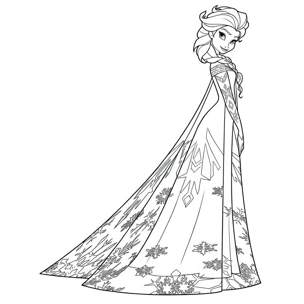 Elsa im cartoonstil ausmalbild zum Ausmalen