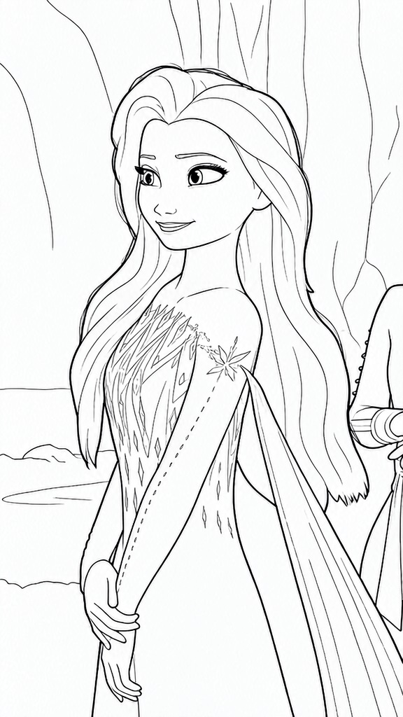 Elsa im weissen kleid ausmalbild zum Ausmalen