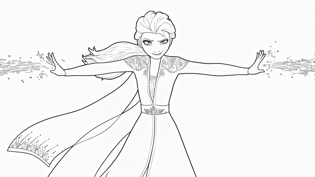 Elsa in aktion ausmalbild zum Ausmalen