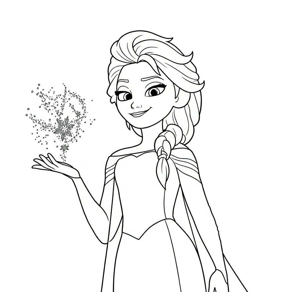 Elsa mit einem eiskristall ausmalbild zum Ausmalen