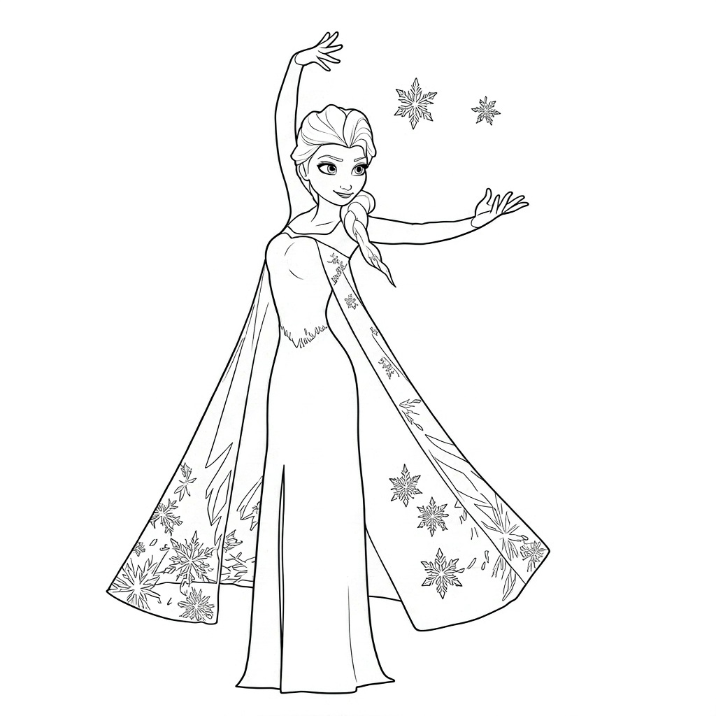 Elsa tanzt ausmalbild zum Ausmalen