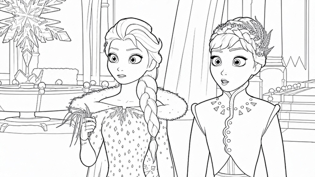 Elsa und anna in die eiskoenigin 2 ausmalbild zum Ausmalen