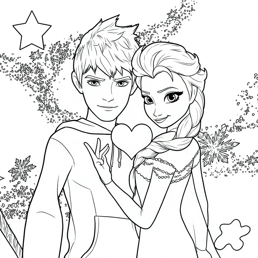 Elsa und jack frost ausmalbild zum Ausmalen