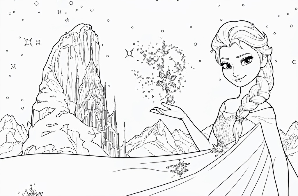 Elsa vor den bergen ausmalbild zum Ausmalen