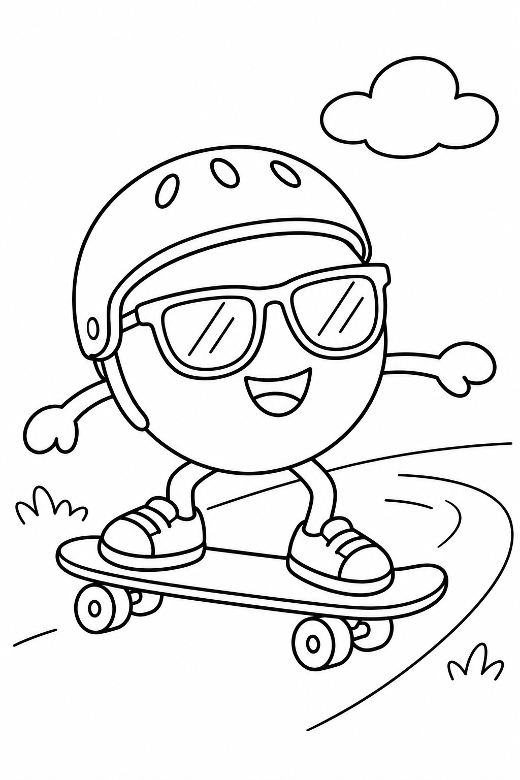 Emoji auf dem skateboard ausmalbild zum Ausmalen