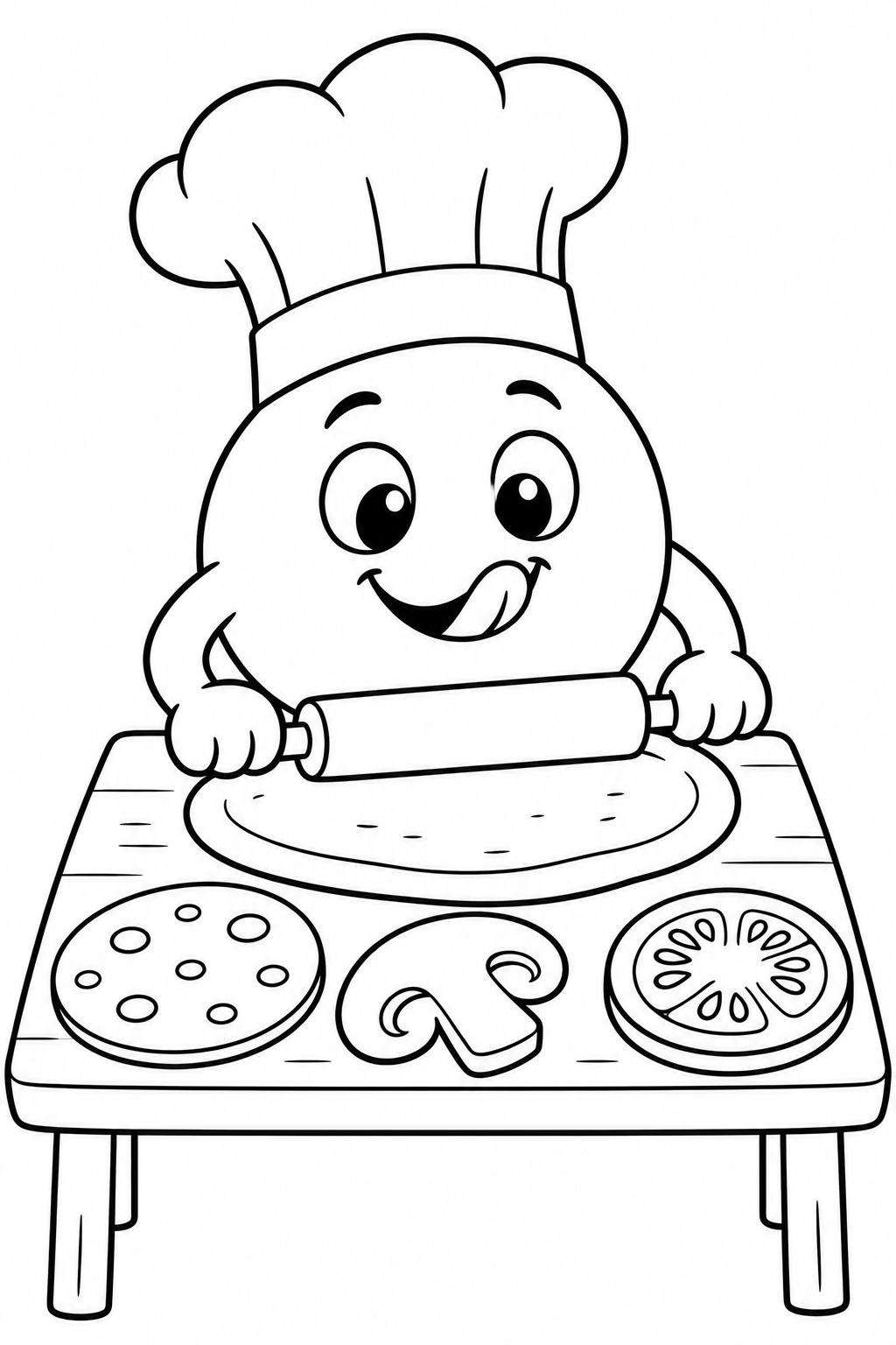 Emoji beim pizzabacken ausmalbild zum Ausmalen