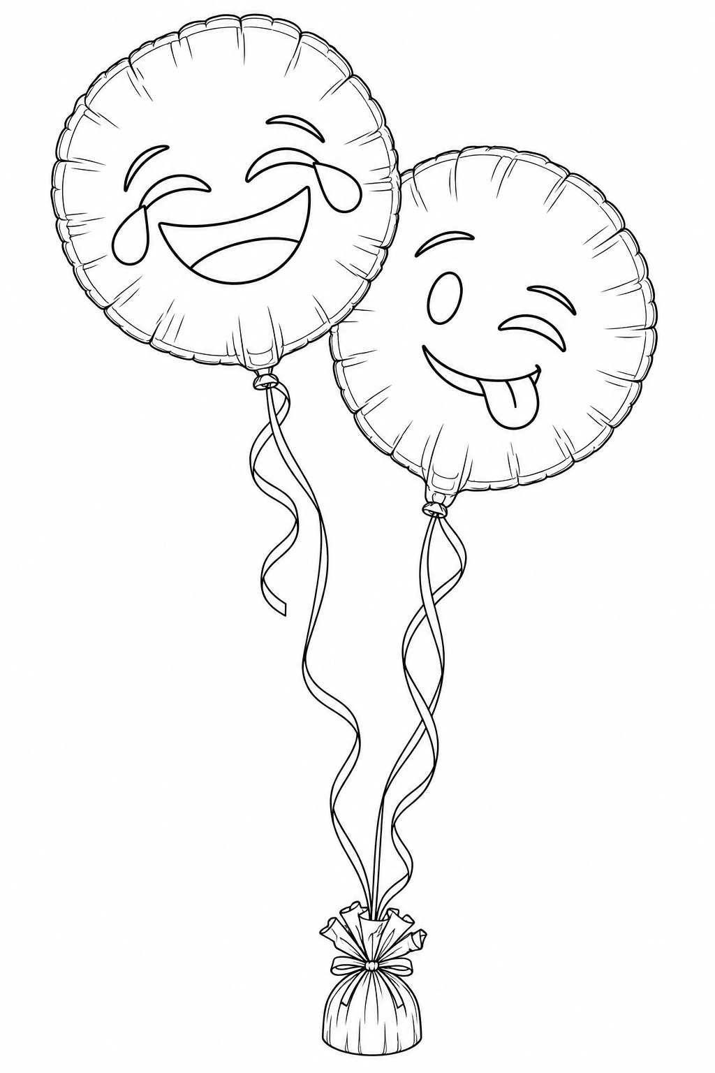 Emoji luftballons realistisch ausmalbild zum Ausmalen