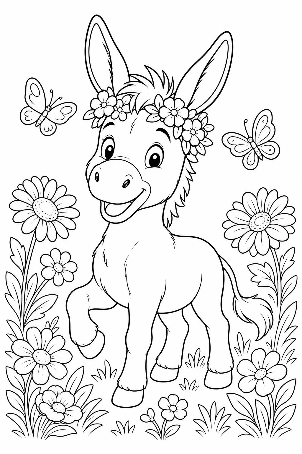 Niedlicher esel ausmalbild zum Ausmalen