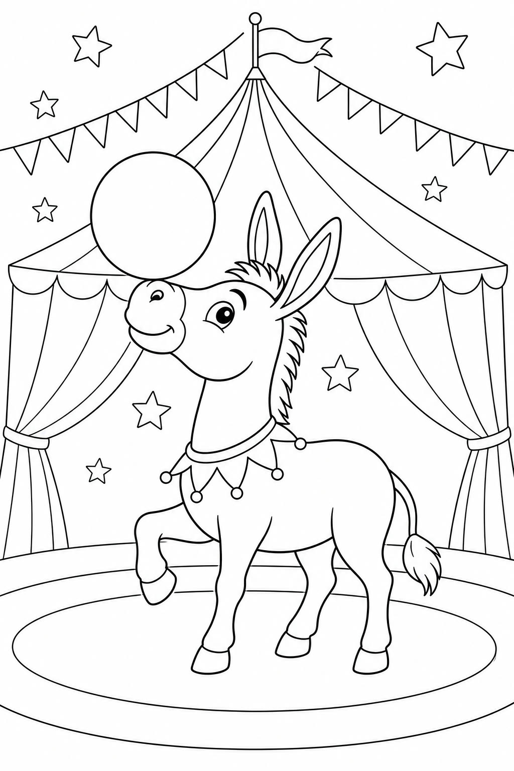 Zirkus esel ausmalbild zum Ausmalen
