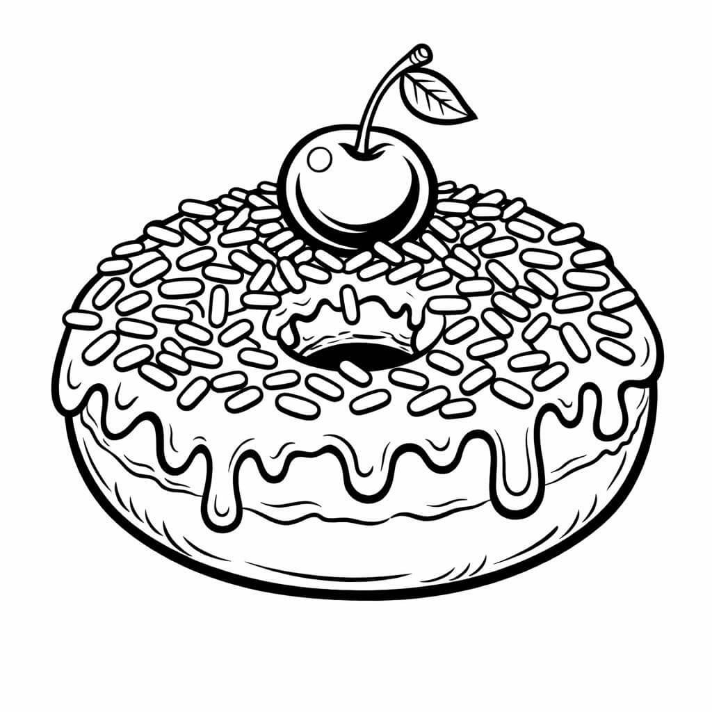 Schokoladen donut ausmalbild zum Ausmalen