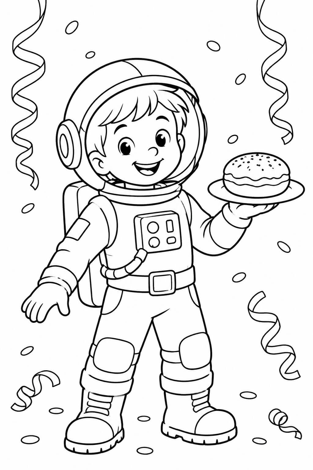 Astronaut mit berliner ausmalbild zum Ausmalen