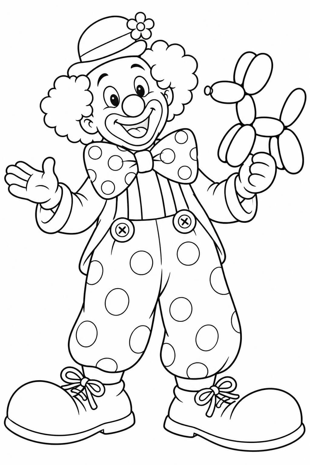 Clown mit luftballonhund ausmalbild zum Ausmalen