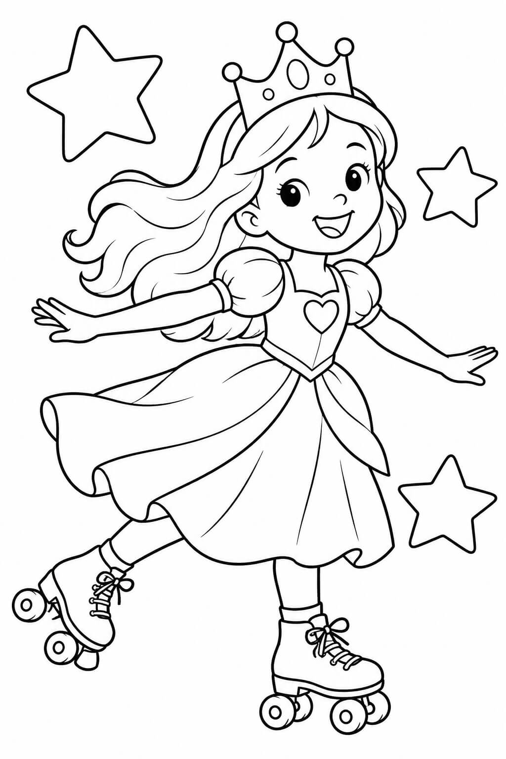 Prinzessin auf rollschuhen ausmalbild zum Ausmalen