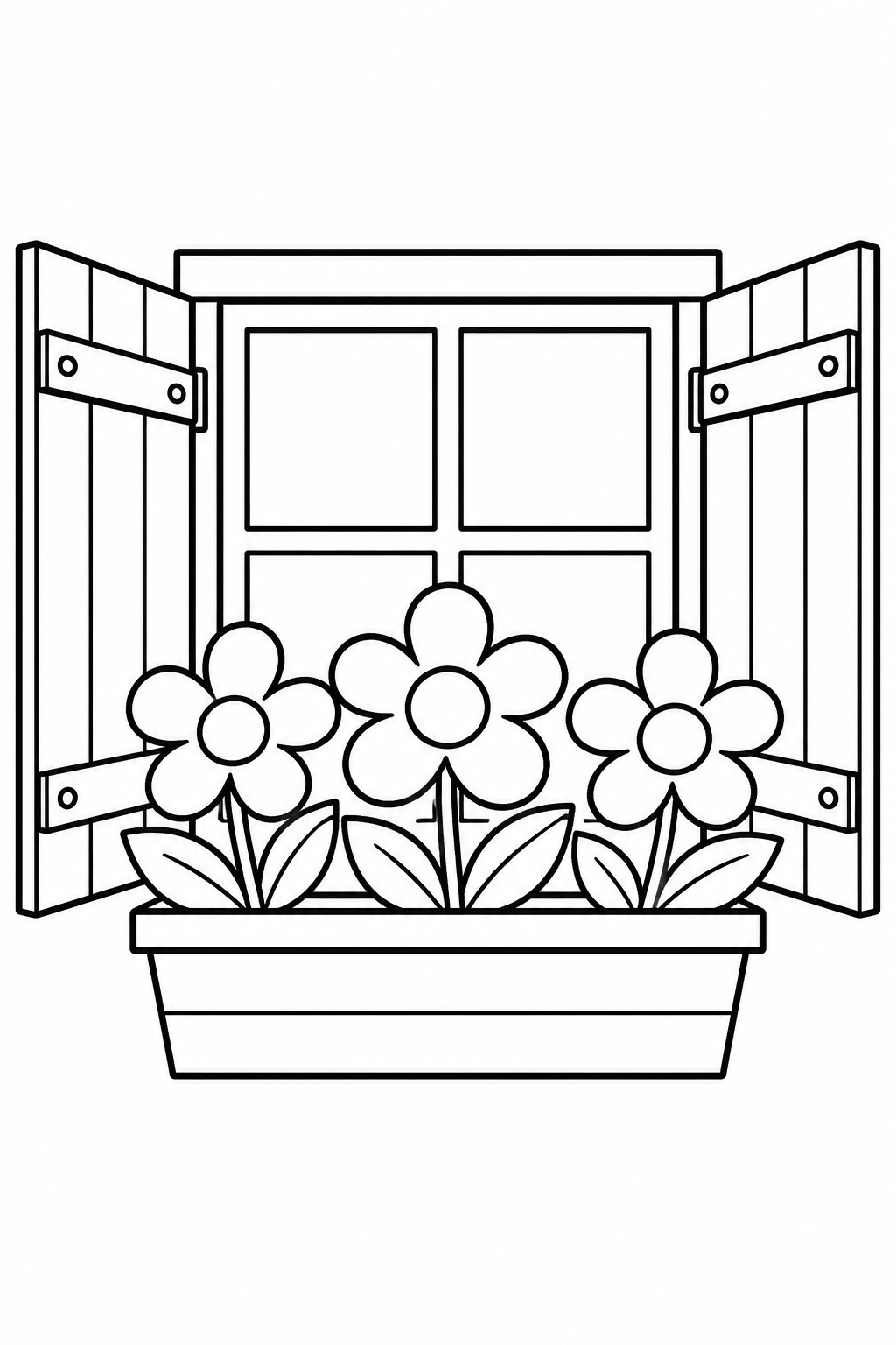 Fenster mit blumenkasten ausmalbild zum Ausmalen