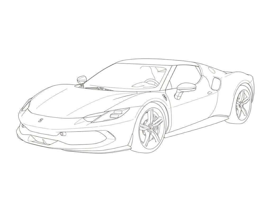 Ferrari 296 gts gelb ausmalbild zum Ausmalen