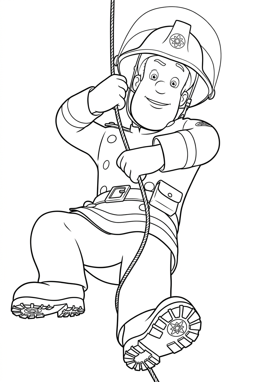 Feuerwehrmann sam seil abstieg ausmalbild zum Ausmalen