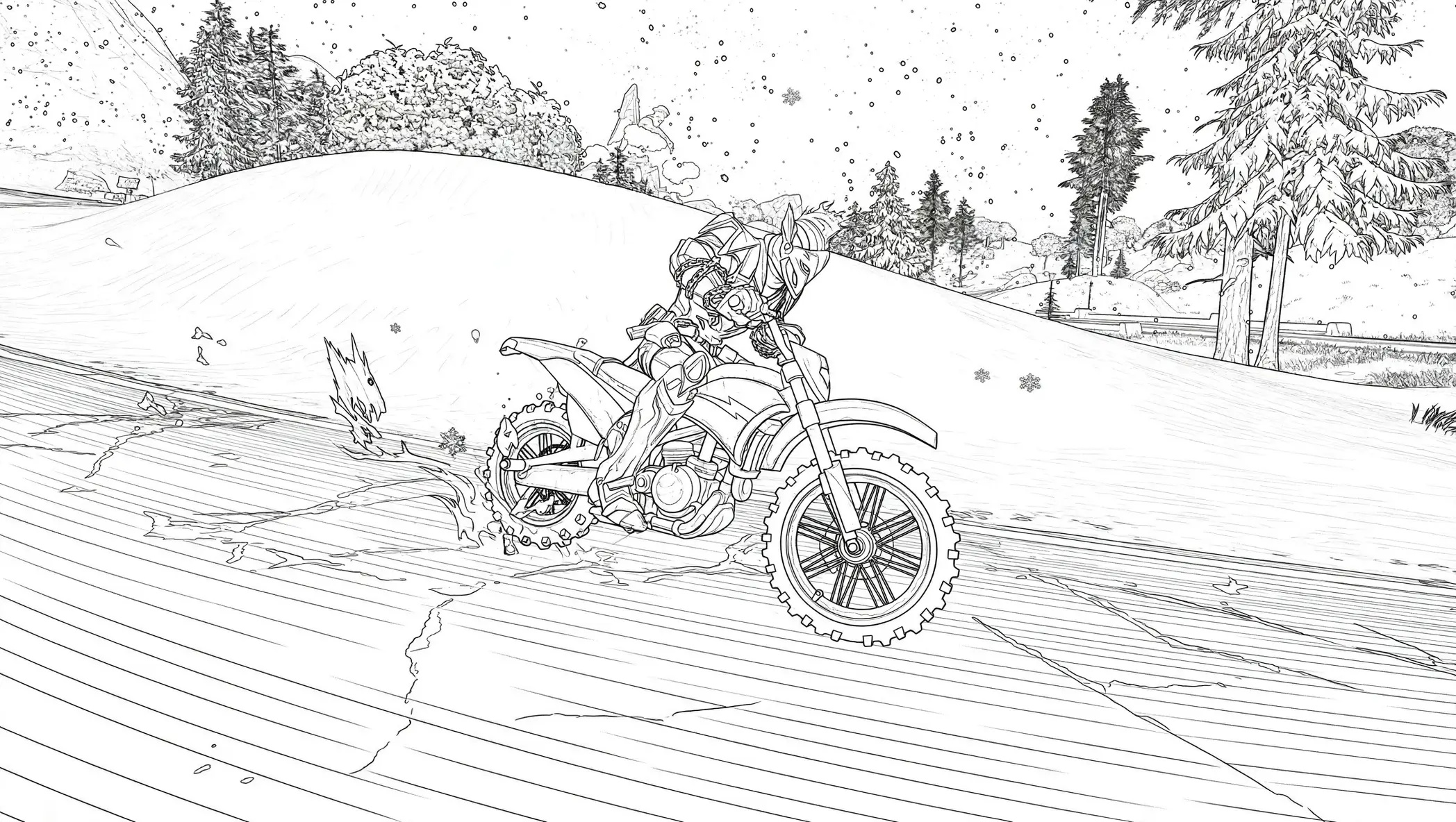 Fortnite motorrad im schnee ausmalbild zum Ausmalen