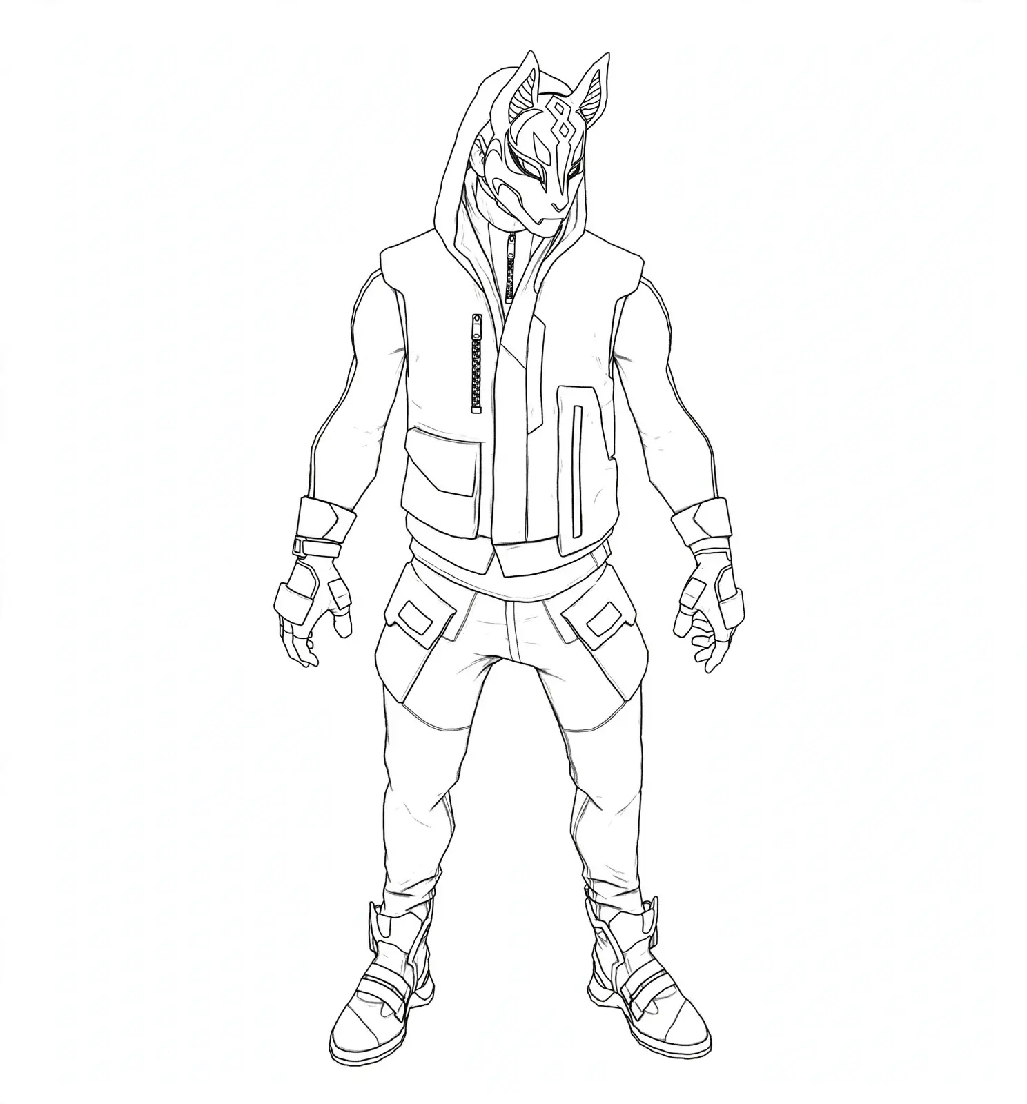 Fortnite skin drift fuchsmaske ausmalbild zum Ausmalen