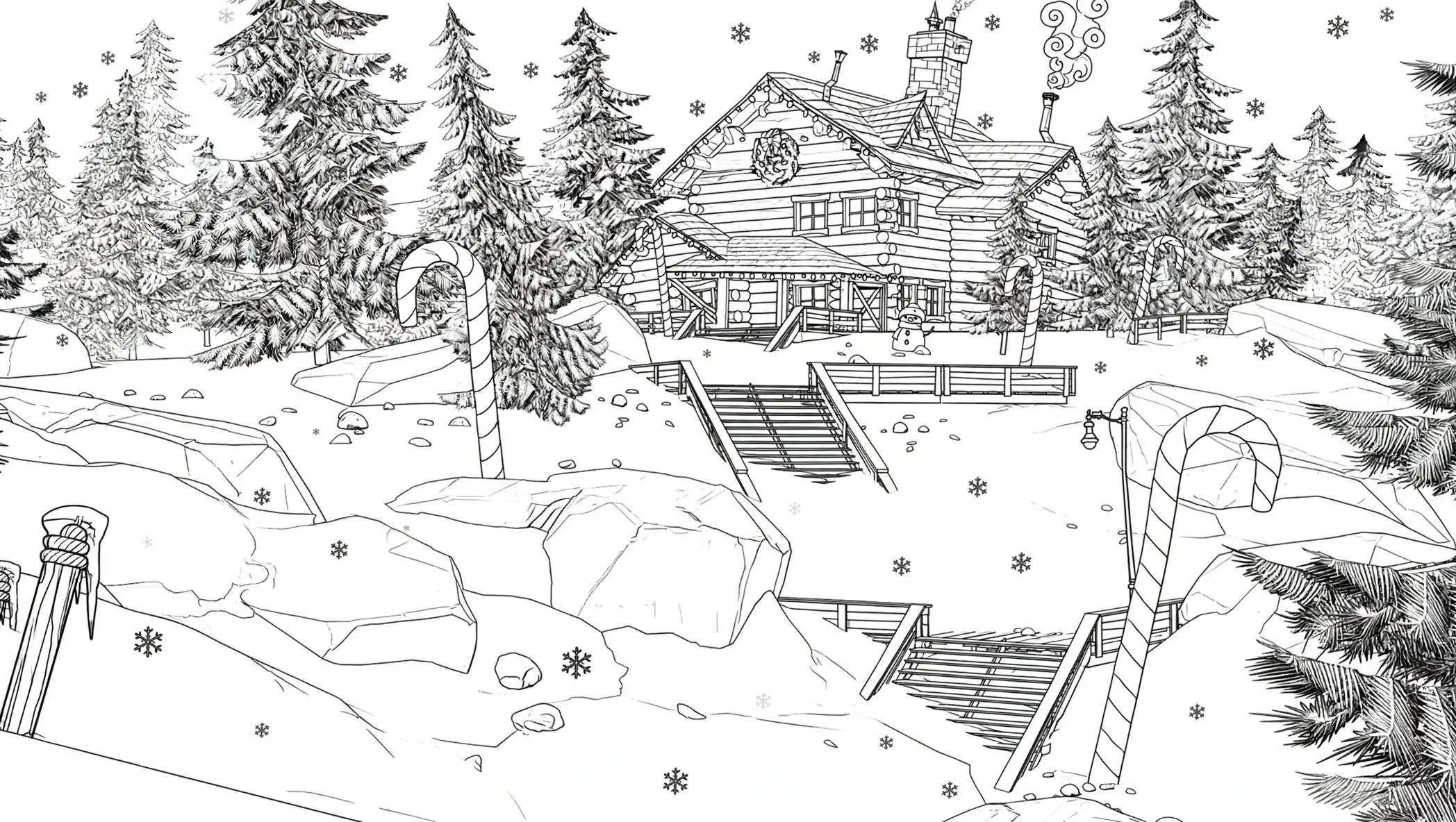 Fortnite winterfest huette ausmalbild zum Ausmalen